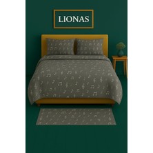 Nzm Store Çift Kişilik Desenli Nevresim + 2 Adet Kapaklı Yastık Kılıfı Antrasit 200X230 Cm, Ciftnt