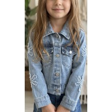Ridayen Kız Çocuk Çiçekli Kot / Denim Mont