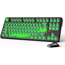 Nzm Store X87 Ultra Kablosuz Oyun Klavyesi, Nokta Matrisi Ekranlı, Bt/2,4 Ghz/kablolu,%75 Hot-Swap, 10000MAH, Rgb, Kablosuz Shark Fin, Pc/mac, Shadow Jade