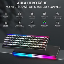 Nzm Store Hero 68 He Manyetik Klavye Rapid Trigger Jade King Switch 8000Hz Rgb Neon Tkl Hot Swap Oyuncu Klavyesi Siyah
