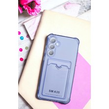 Nzm Store Samsung Galaxy A35 Kılıf Kartlıklı Köşe Koruma Tasarımlı Renkli Şeffaf G-Kart Kılıf (Lila)