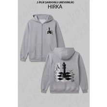 Zoka Wear Satranc Zeka Oyunu Sah Mat Vezir Baskılı Fermuarlı Kapşonlu Hırka