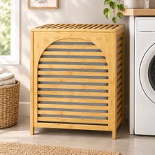 Nzm Store Kalın Bambu Kirli Çamaşır Sepeti 43X33X67 cm (Kumaş Çantalı)