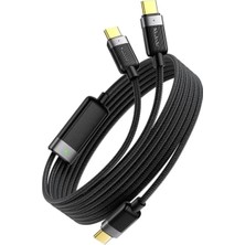 Nzm Store CA-7380 | Usb-C - Çift Usb-C 100W Manyetik Sarılabilir Şarj Kablosu