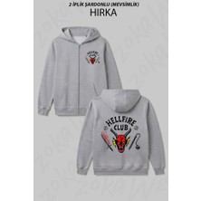 Zoka Wear Hellfire Club Dizi Stranger Things Baskılı Fermuarlı Kapşonlu Hırka