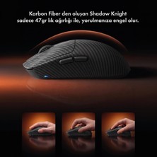 Nzm Store Shadow Knight Kablosuz 2.4ghz Bluetooth Kablolu Ultra Hafif 47GR 1khz 12000DPI Karbon Fiber Oyuncu Mouse