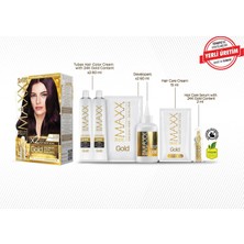 Nzm Store Gold Serisi 24K Altın Parçacıklı Serum ile 1 Kutu 2 x 50 ml ve Geliştiriciler Saç Boyası (Patlıcan Moru 3.66)