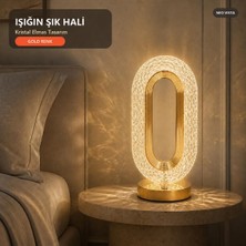 Nzm Store Şarjlı Dokunmatik Dekoratif Dim Edilebilir Masa Lambası (Gold, Kristal Elmas)
