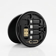 Nzm Store 60W Hızlı Şarj Kablosu Seti ve Saklama Kutusu Çok Fonksiyonlu Dönüştürücü Adaptör Telefon Tutuculu Taşınabilir Seyahat Kiti Siyah