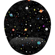 Nzm Store Uzay ve Gezegen Desenli Bilek Destekli Mouse Pad
