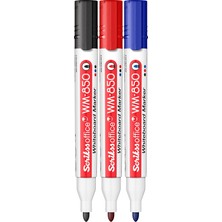 Nzm Store Office Wm 850 Whiteboard Beyaz Tahta Kalemi 3'lü Blister Siyah, Mavi, Kırmızı