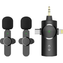 Nzm Store Apera Gn-02 Profesyonel Kablosuz 2 Adet Mikrofon 3 Port 3.5mm Aux iPhone Type-C