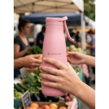 Nzm Store Pembe 500 ml Çelik Okul Matarası - Silikon Gövdeli (Nokta) Çelik Termos - 50025