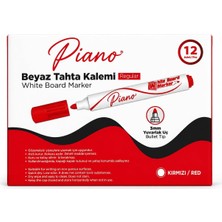 Nzm Store Dordoi Piano 12'li Beyaz Tahta Kalemi 3 mm Yuvarlak Uç Kırmızı Renk – 13CM Uzunluk