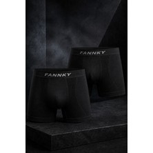 Erkek Rahat Esnek Seamless 2 Li Siyah Boxer