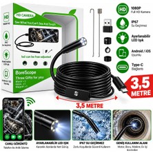 Akıllı Bayi Hd 3.5 Metre- Su Geçirmez Yılan Kamera IP67 Sertifikalı LED Işıklı Android Destekli