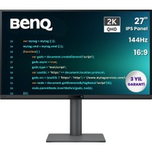 Benq 27" IPS RD270Q 5ms 144HZ Hdmı-Dp  Typec Kurumsal Programlama Monitörü 2560X1440