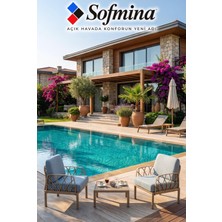 Sofmina Milano 2 Kişilik Bahçe Balkon Oturma Grubu – Su Itici Minderli, Cam Sehpalı