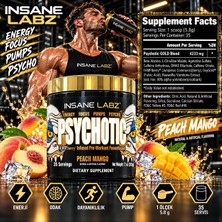 Insane Labz Psychotic Gold Preworkout Beta Alanine, Dmae Bitartrate, No Booster 35 Servis - Peach Mango