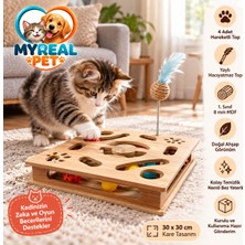 Myreal Pet Kedi Zeka ve Aktivite Oyuncağı 30X30 cm Ahşap Mdf 4 Toplu Yaylı Kedi Oyuncağı