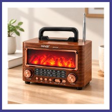 Bezos Şömineli Retro Radyo Bluetooth Hoparlör - Am/fm/sw Usb/type-C Şarjlı Mrl