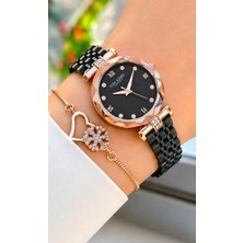 Tom Jones London Yeni Model Içi Taşlı Kadın Kol Saati Kesme Cam Rose Gold Renk Kordon-Bileklik Hediye