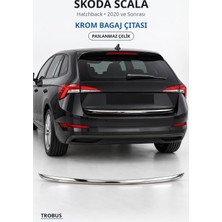 Trobus Skoda Scala 2020 ve Sonrası Uyumlu Krom Bagaj Çıtası Paslanmaz Çelik