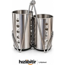 Bymyhand Paslanmaz Çelik Stantlı Dolap Içi Kaşıklık Tezgah Üstü Kaşıklık 3'lü Set