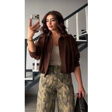 Elisin Acı Kahve Omuz Apoletli Bomber Ceket