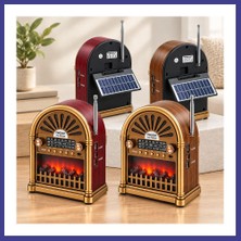 Bezos Solar Şarjlı Retro Bluetooth Radyo Hoparlör - Am/fm/sw, Usb/type-C Mrl