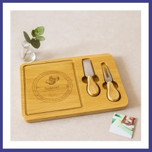 Bezos Bambu Peynir Sunum Panosu 19X29 cm - Ahşap Saplı Bıçaklı Mrl