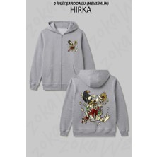 Zoka Wear Iskelet Karga Gul Cicek Tasarim2 Baskılı Fermuarlı Kapşonlu Hırka