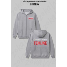 Zoka Wear Gobek Adim Tehlike Baskılı Fermuarlı Kapşonlu Hırka