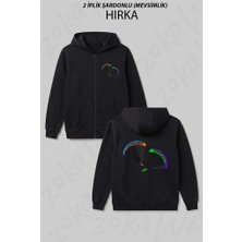 Zoka Wear Yamac Parasutu Baskili Unisex B Baskılı Fermuarlı Kapşonlu Hırka