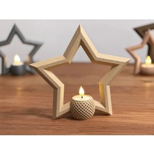 Urfakent 3D Baskı Yıldız Tealight Mumluk 18 cm Ayrı Mum Hazneli Dekoratif Yıldız Şamdan Yeni Yıl Masa Süsü