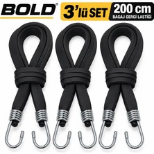 Bold Bagaj Gergi Lastiği 3'lü Set 200 cm – Çift Metal Kancalı Elastik Yük Sabitleme Lastiği