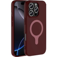 Lopard Apple iPhone 16 Pro Kılıf Cıvıl Cıvıl Magsafe Şarjlı Kılıf Silikon Kapak Mürdüm Magsafe Telefon Kılıfı