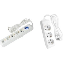 Nacario Viko Multi-Let 6lı Topraklı Kablolu Ç.k 2mt Priz + Viko Multi-Let 3lü Topraklı Kablolu Ç.k 3mt Priz, Beyaz