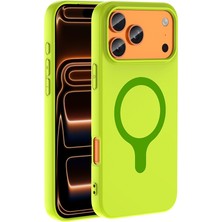 Lopard Apple iPhone 18 Pro Max Kılıf Cıvıl Cıvıl Magsafe Şarjlı Kılıf Silikon Kapak Yeşil Magsafe Telefon Kılıfı