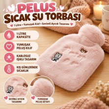 TeknoKapsül Işıklı Ayıcıklı Figürlü Pembe Peluş Sıcak Su Torbası 1 Lt – Yumuşak Kılıf, Uzun Süre Sıcak Tutan Termal Su Torbası