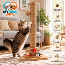 Myreal Pet Kedi Tırmalama Direği ve Toplu Aktivite Oyuncağı 64/72 cm Mdf Kedi Oyuncağı