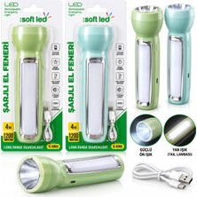 Eldenör 2ın1 Softled Şarjlı El Feneri USB - Type-C Şarjlı 1 LED 1.2W - 14 LED 2.4W K-0965 BX40
