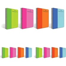 Nacario Faber-Castell Bicolor Spiralli Defter, A4, 80 Yaprak, 70G Kağıt, Çizgili, Dayanıklı Pp Kapak, Asorti Renkler, Kullanışlı ve Şık Tasarım 3lü Paket