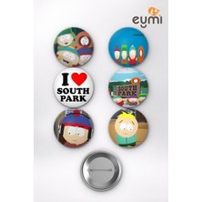 Eymi Design South Park Eric Cartman Stan Marsh Kyle ve Kenny Animasyon 58 mm Iğneli Buton Rozet Seti 6'lı