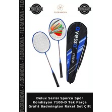Floranova Delux Serisi Sporcu Spor Kondisyon 7100-D Tek Parça Grafıt Badmington Raket Set Çift
