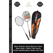 Floranova Özel Üretim Tenis Benzeri Spor Aleti Hobi 7100-E Tek Parça Grafıt Badmington Raket Set Çift