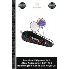 Floranova Premium Ekipman Açık Alan Antrenman BST-710 Badmington Raket Set Koyu Gri