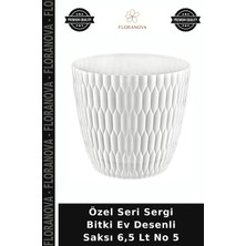 Floranova Özel Seri Sergi Bitki Ev Desenli Saksı 6,5 Lt No 5