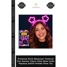 Floranova Premium Parti Aksesuarı Festival Tacı Konser Takısı Glow Neon Işıklı Papatya Şekilli Pembe Glow Taç