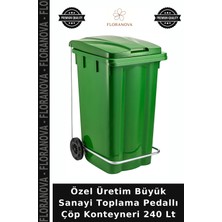 Floranova Özel Üretim Büyük Sanayi Toplama Pedallı Çöp Konteyneri 240 Lt
